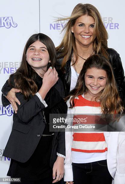 Lori Loughlin and daughter's Isabella Rose and Olivia Jade arrive at the Los Angeles Premiere of "Justin Bieber: Never Say Never" at the Nokia...