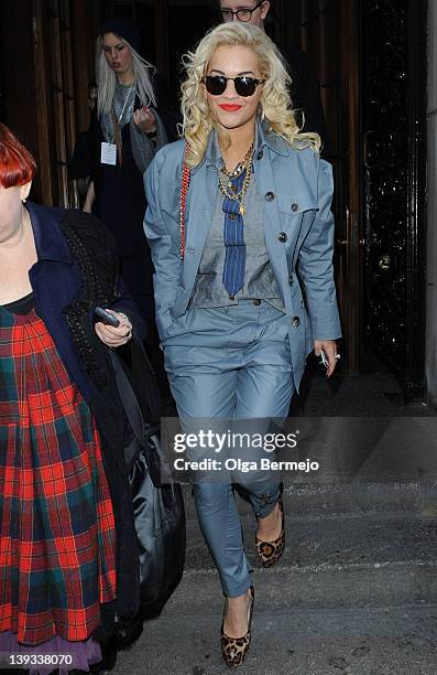 Rita Ora sighting at London Fashion Week Autumn/Winter 2012 on February 19, 2012 in London, England.