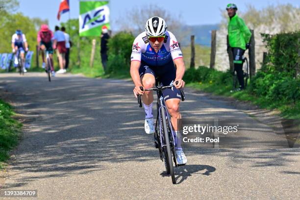 Remco Evenepoel of Belgium and Team Quick-Step - Alpha Vinyl attacks during the 108th Liege - Bastogne - Liege 2022 - Men's Elite a 257,2km one day...