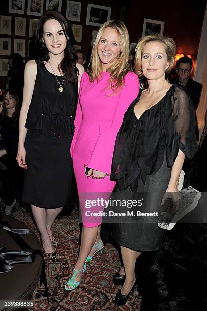 Michelle Dockery, Kate Reardon and Gillian Anderson attend a dinner following the Mulberry Autumn/Winter 2012 show during London Fashion Week at The...
