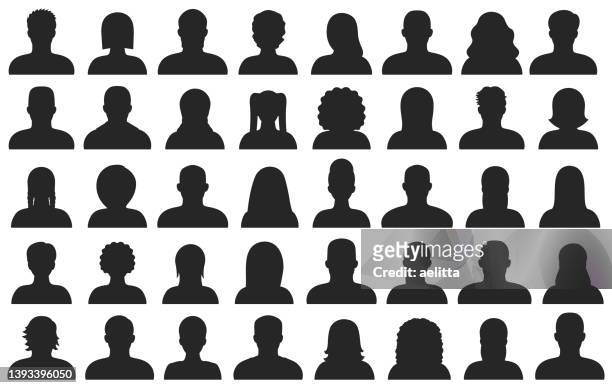 vector characters - silhouettes. unrecognizable portraits of women and men. - anonymous avatar stock illustrations