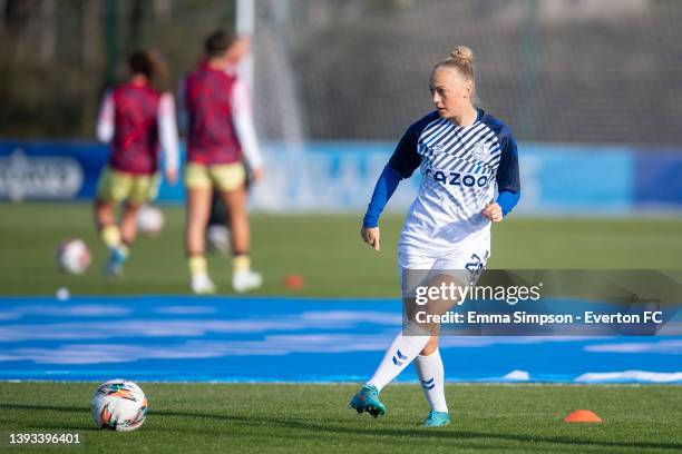 Hanna Bennison of Everton during the warm up ahead of the Barclays FA Women's Super League match between Everton Women and Arsenal Women at Walton...