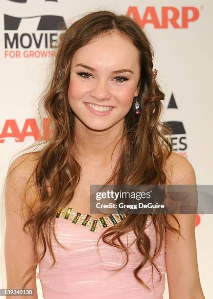 Madeline Carroll arrives at AARP The Magazine's 10th Annual Movies For Grownups Awards Gala at the Beverly Wilshire Hotel on February 7, 2011 in...