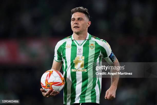 Joaquin Sanchez of Real Betis looks on during the Copa del Rey final match between Real Betis and Valencia CF at Estadio La Cartuja on April 23, 2022...