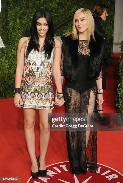 Actress/singer Madonna and daughter Lourdes Leon arrive at the Vanity Fair Oscar Party 2011, February 27, 2011 at the Sunset Tower Hotel in West...