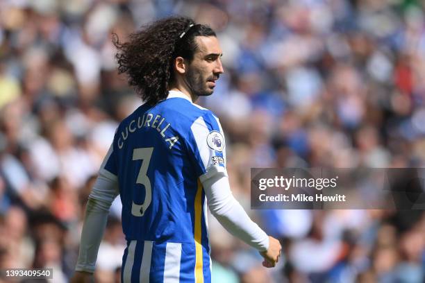 Marc Cucurella of Brighton & Hove Albion looks on during the Premier League match between Brighton & Hove Albion and Southampton at American Express...