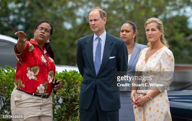 Sophie, Countess of Wessex and Prince Edward, Earl of Wessex visit Morne Fortune, a Saint Lucia National Trust site on April 24, 2022 in Castries,...