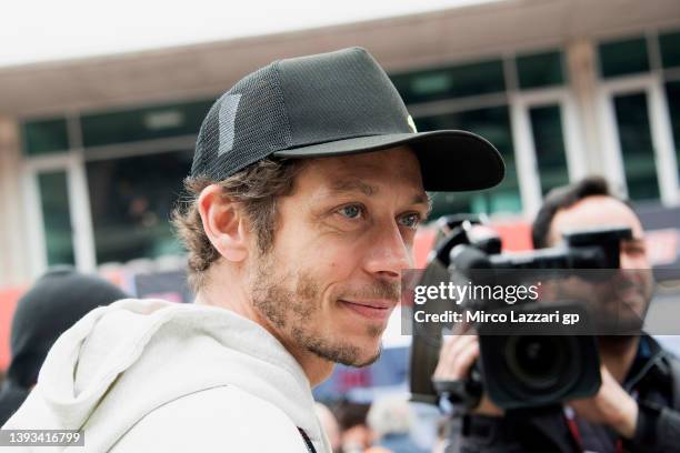 Valentino Rossi of Italy looks on on the grid during the MotoGp race during the MotoGP Of Portugal - Race at Autodromo do Algarve on April 24, 2022...