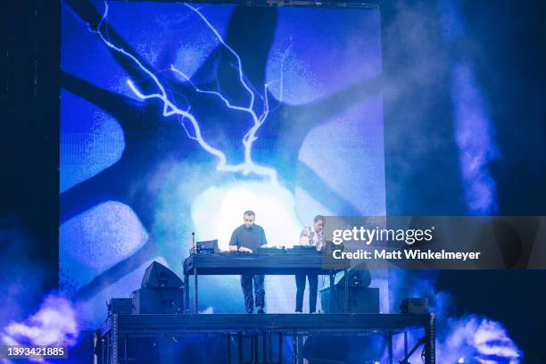 Disclosure performs onstage at the Outdoor Theatre at the 2022 Coachella Valley Music and Arts Festivalon April 23, 2022 in Indio, California.