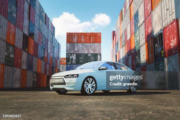 generic modern car at harbor district - generic location stock pictures, royalty-free photos & images