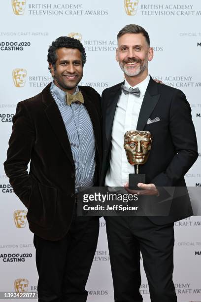 Prasanna Puwanarajah with Peter Hoar, winner of the Director Fiction Award at The British Academy Television Craft Awards at The Brewery on April 24,...