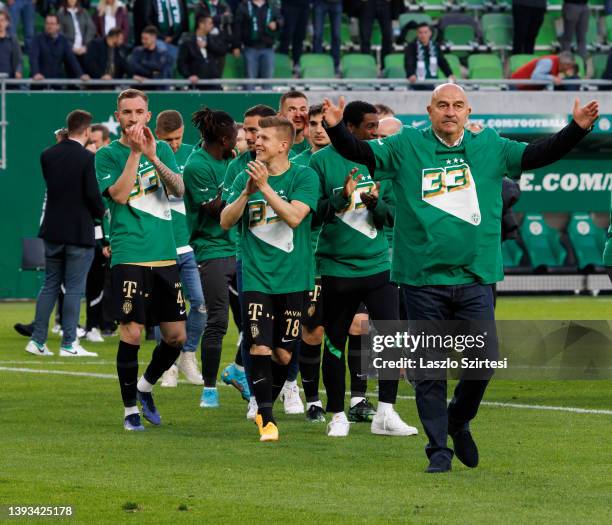 Stanislav Cherchesov, Manager of Ferencvarosi TC celebrates the victory after the Hungarian OTP Bank Liga match between Ferencvarosi TC and Ujpest FC...