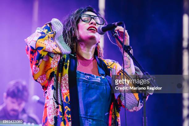 Chilean-French singer Ana Tijoux performs in concert during Iberoexperia Music Festival at Ifema on April 24, 2022 in Madrid, Spain.