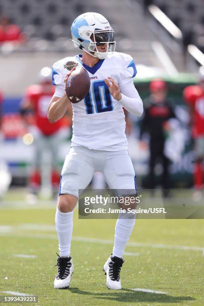 Kyle Sloter of New Orleans Breakers looks to pass the ball in the third quarter of the game against the Tampa Bay Bandits at Protective Stadium on...