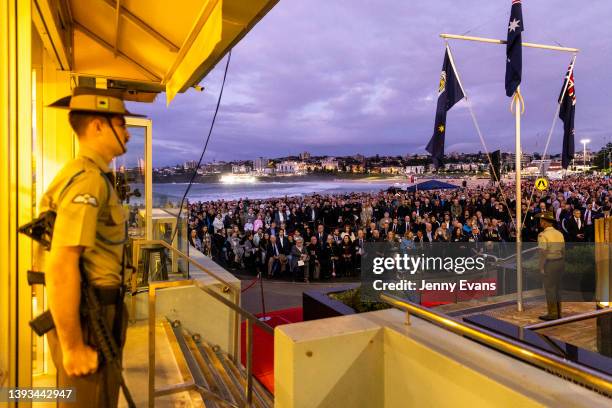 Crowds are seen at the North Bondi RSL Sub-branch dawn service on April 25, 2022 in Sydney, Australia. Anzac day is a national holiday in Australia,...