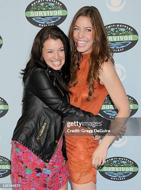 Parvati Shallow and Amanda Kimmel arrive at Survivor 10 Year Anniversary Party at CBS Television City on January 9, 2010 in Los Angeles, California.