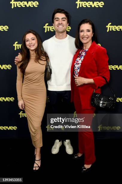 Lucy Julia Rogers-Ciaffa, Matthew Lawford and Mimi Rogers attend the Amazon Freevee Premiere Event For "Bosch: Legacy" at The London West Hollywood...