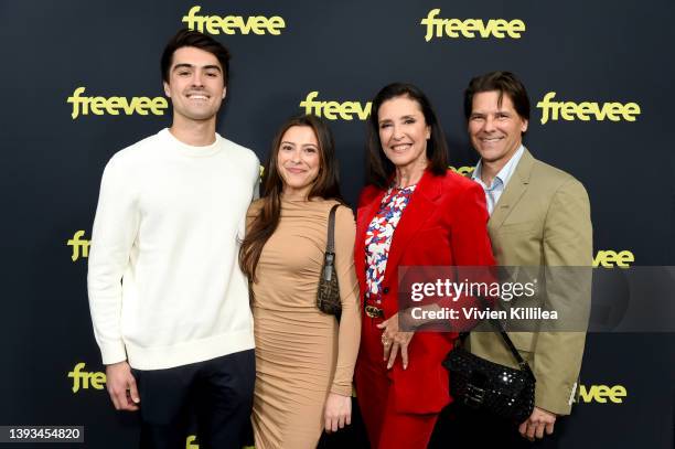 Matthew Lawford, Lucy Julia Rogers-Ciaffa, Mimi Rogers, and Chris Ciaffa attend the Amazon Freevee Premiere Event For "Bosch: Legacy" at The London...