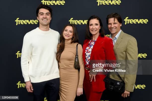Matthew Lawford, Lucy Julia Rogers-Ciaffa, Mimi Rogers, and Chris Ciaffa attend the Amazon Freevee Premiere Event For "Bosch: Legacy" at The London...