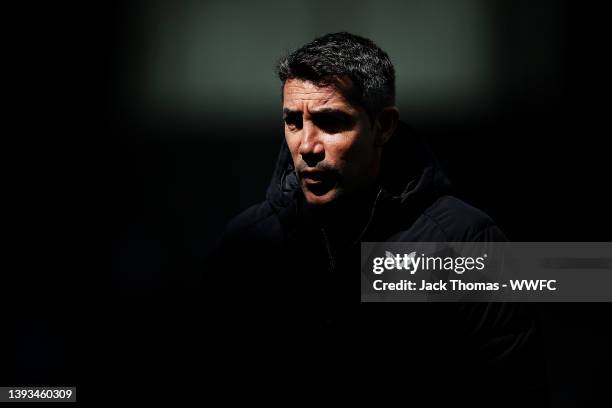 Bruno Lage, Manager of Wolverhampton Wanderers looks on ahead of the Premier League match between Burnley and Wolverhampton Wanderers at Turf Moor on...