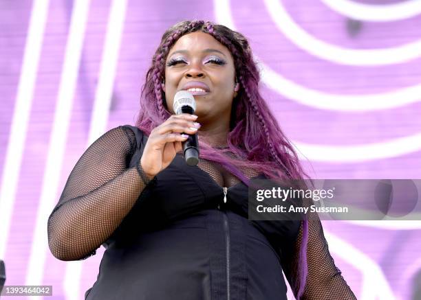 Yola performs on the Outdoor Theatre stage during the 2022 Coachella Valley Music And Arts Festival on April 24, 2022 in Indio, California.