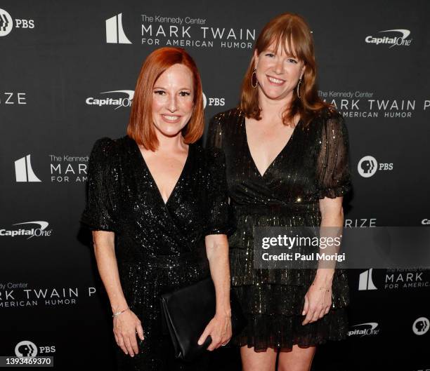 Jen Psaki and Kate Bedingfield attend the 23rd Annual Mark Twain Prize For American Humor at The Kennedy Center on April 24, 2022 in Washington, DC.