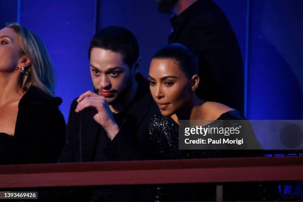 Pete Davidson and Kim Kardashian attend the 23rd Annual Mark Twain Prize For American Humor at The Kennedy Center on April 24, 2022 in Washington, DC.