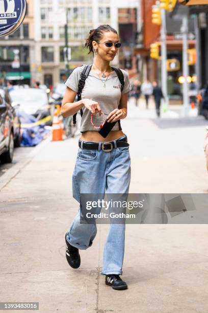 Bella Hadid is seen in NoHo on April 24, 2022 in New York City.