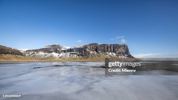 lómagnúpur island im winter bergrücken panorama lomagnupur - fjord stock-fotos und bilder