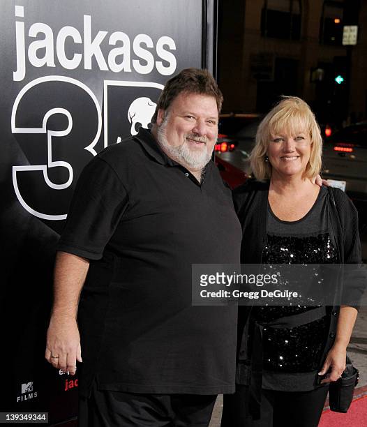 Phil Margera and April Margera arrive at the Los Angeles Premiere of "Jackass 3D" at the Grauman's Chinese Theatre on October 13, 2010 in Hollywood,...