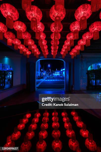 red chinese lanterns - thailand illumination festival stock pictures, royalty-free photos & images