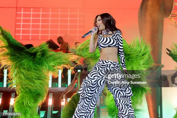 Doja Cat performs on the Coachella stage during the 2022 Coachella Valley Music And Arts Festival on April 24, 2022 in Indio, California.