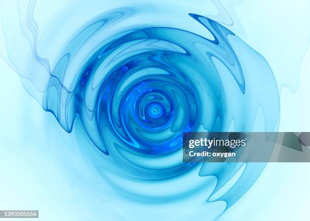 magical blue wave water radial swirl circle on white background - twisted foto e immagini stock