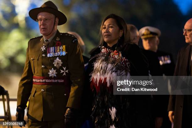 Prince Richard, Duke of Gloucester, attends Anzac day during a dawn remembrance service to mark Anzac Day at the New Zealand War Memorial on April...