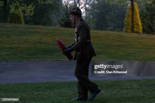 Prince Richard, Duke of Gloucester, attends Anzac day during a dawn remembrance service to mark Anzac Day at the New Zealand War Memorial on April...