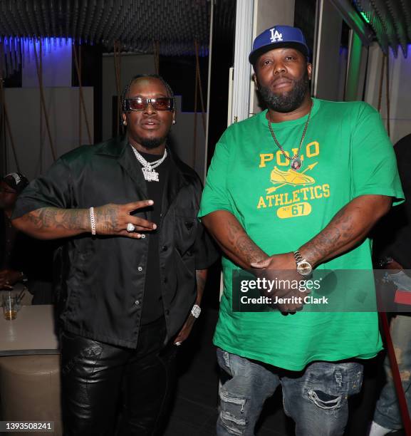 Blxst and Killer Mike attend Blxst “Before You Go” release party on April 21, 2022 in Los Angeles, California.