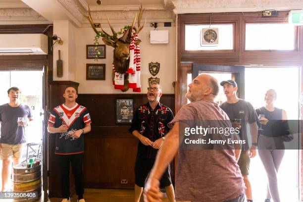 People play two-up at the Tudor Hotel in Redfern on April 25, 2022 in Sydney, Australia. Anzac day is a national holiday in Australia, traditionally...