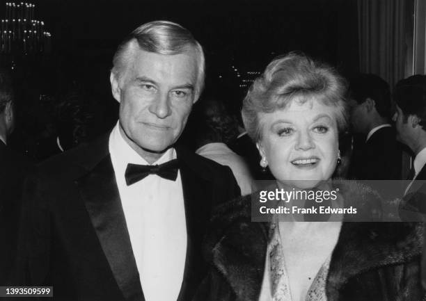 British actor and producer Peter Shaw and his wife, Irish-British actress Angela Lansbury attend the 43rd Annual Golden Globe Awards, held at the...