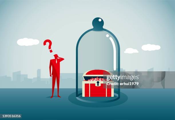 treasure in a glass bottle - guarding money stock illustrations