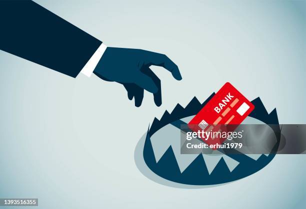 gefährliche handlung - credit card debt stock-grafiken, -clipart, -cartoons und -symbole