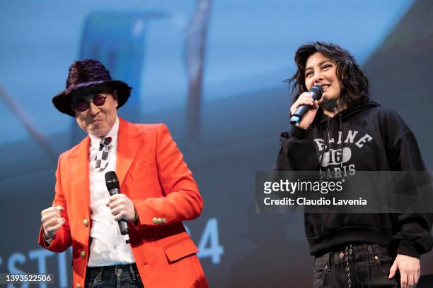 Jim Chim and Josie Ho attend the 24th annual Far East Film Festival to premiere "Finding Bliss: Fire and Ice" on April 23, 2022 in Udine, Italy.