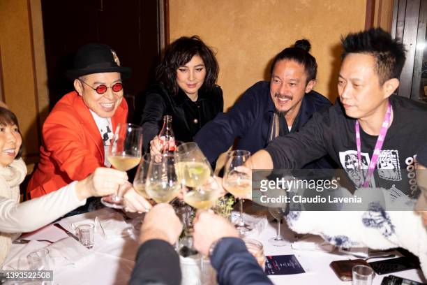 Jim Chim, Josie Ho, Conroy Chan and Kim Chan attend the 24th annual Far East Film Festival to Hong Kong Film Night on April 23, 2022 in Udine, Italy.