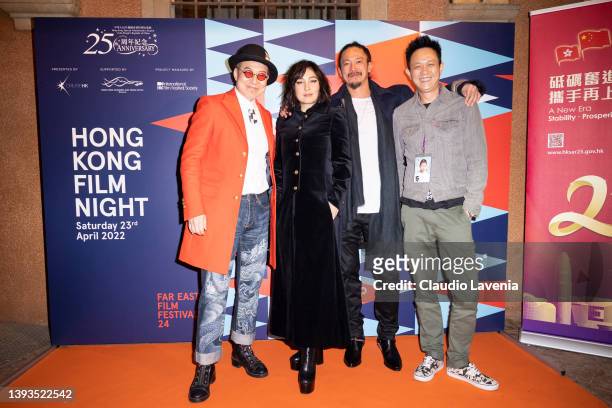 Jim Chim, Josie Ho, Conroy Chan and Kim Chan attend the 24th annual Far East Film Festival to Hong Kong Film Night on April 23, 2022 in Udine, Italy.