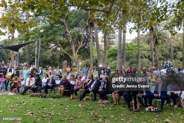 General view during the Coloured Digger March to honour Aboriginal and Torres Strait Islander servicemen and servicewomen on Anzac Day on April 25,...