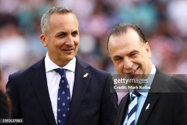 Andrew Abdo the Chief Executive Officer of the National Rugby League and Peter V'landys the Chairman of the Australian Rugby League Commission are...