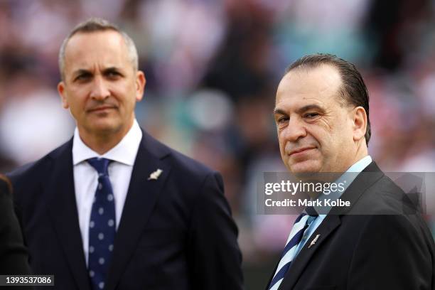 Andrew Abdo the Chief Executive Officer of the National Rugby League and Peter V'landys the Chairman of the Australian Rugby League Commission are...