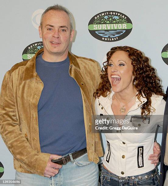 Richard Hatch and Jerri Manthey arrive at Survivor 10 Year Anniversary Party at CBS Television City on January 9, 2010 in Los Angeles, California.