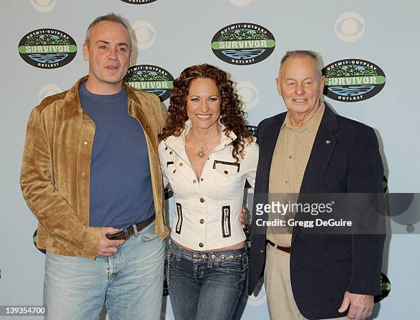 Richard Hatch, Jerri Manthey and Rudy Boesch arrive at Survivor 10 Year Anniversary Party at CBS Television City on January 9, 2010 in Los Angeles,...
