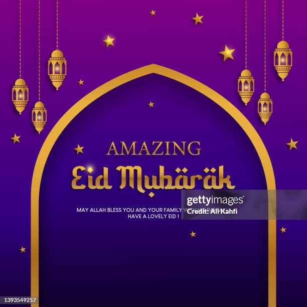 eid mubarak islamic greetings background - islamic arch stock illustrations