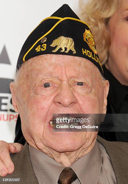 Mickey Rooney arrives at AARP The Magazine's 10th Annual Movies For Grownups Awards Gala at the Beverly Wilshire Hotel on February 7, 2011 in Beverly...
